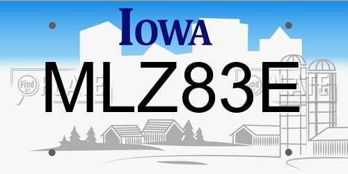 MLZ83E Iowa License Plate
