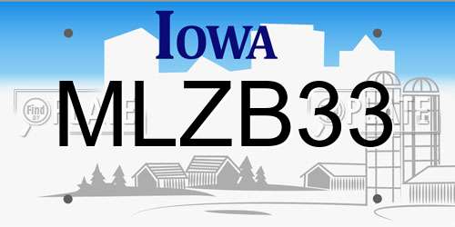 MLZB33 Iowa License Plate