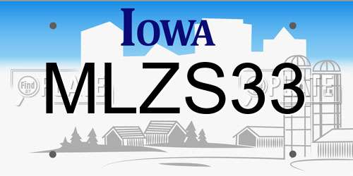 MLZS33 Iowa License Plate