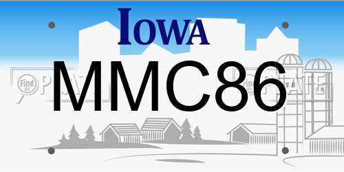 MMC86 Iowa License Plate