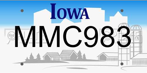 MMC983 Iowa License Plate