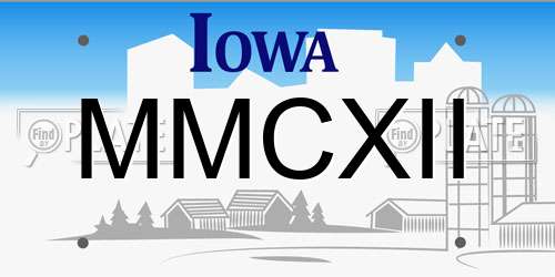 MMCXII Iowa License Plate