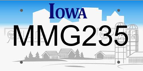 MMG235 Iowa License Plate
