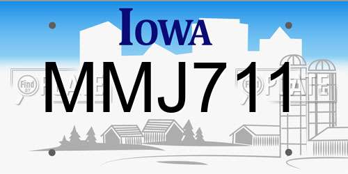 MMJ711 Iowa License Plate