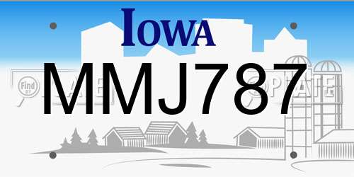 MMJ787 Iowa License Plate