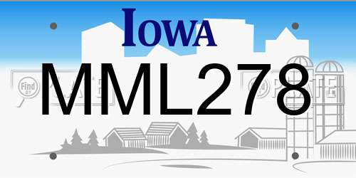 MML278 Iowa License Plate