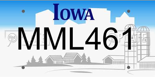 MML461 Iowa License Plate