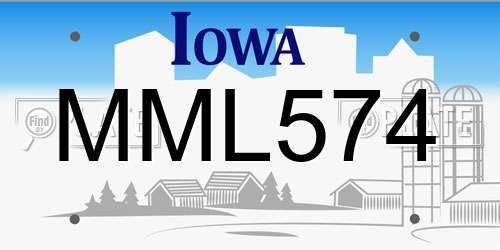 MML574 Iowa License Plate