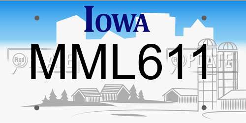 MML611 Iowa License Plate