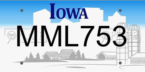 MML753 Iowa License Plate