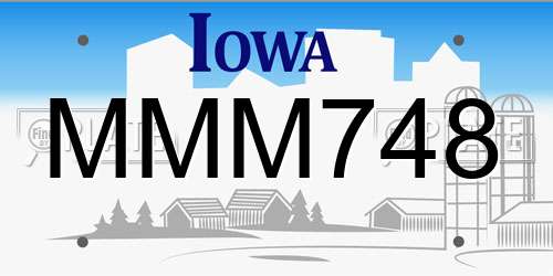 MMM748 Iowa License Plate