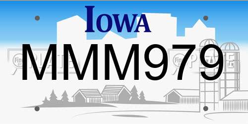 MMM979 Iowa License Plate
