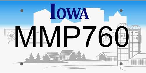 MMP760 Iowa License Plate