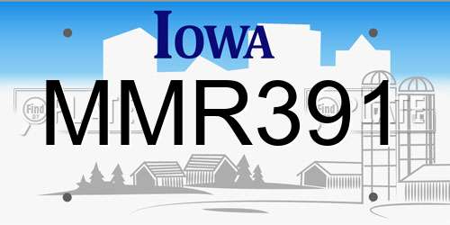 MMR391 Iowa License Plate
