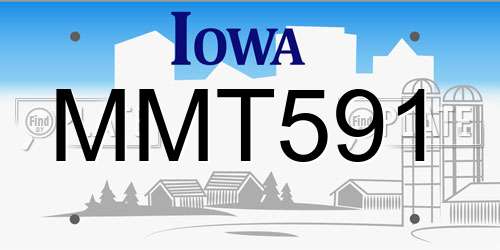 MMT591 Iowa License Plate