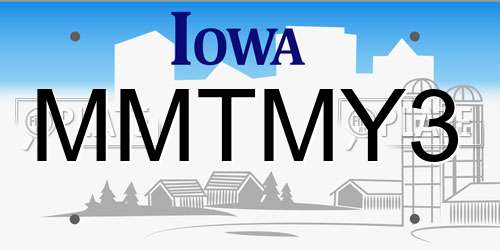 MMTMY3 Iowa License Plate