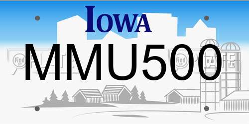 MMU500 Iowa License Plate