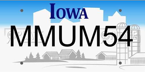 MMUM54 Iowa License Plate