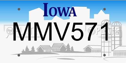 MMV571 Iowa License Plate