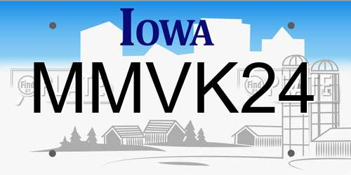 MMVK24 Iowa License Plate