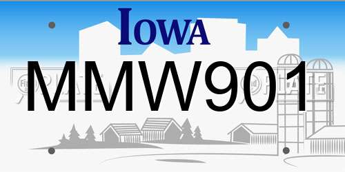 MMW901 Iowa License Plate