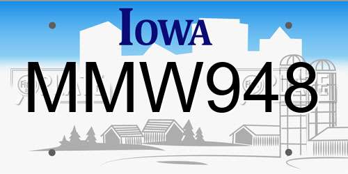 MMW948 Iowa License Plate