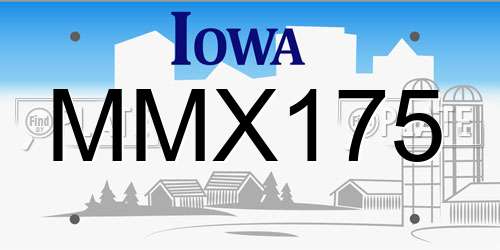 MMX175 Iowa License Plate