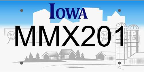 MMX201 Iowa License Plate