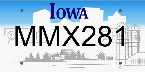 MMX281 Iowa License Plate