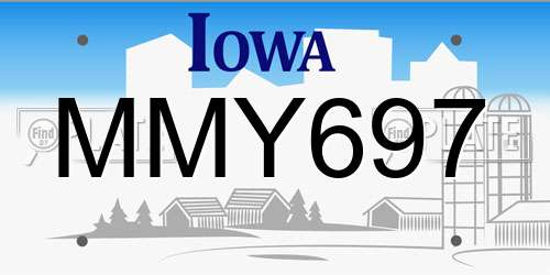 MMY697 Iowa License Plate