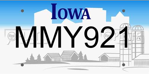 MMY921 Iowa License Plate