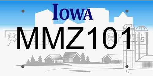 MMZ101 Iowa License Plate
