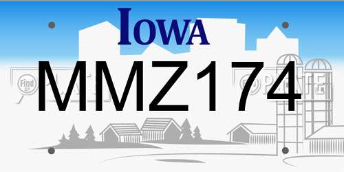 MMZ174 Iowa License Plate