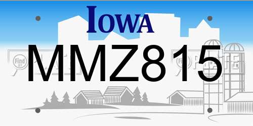 MMZ815 Iowa License Plate