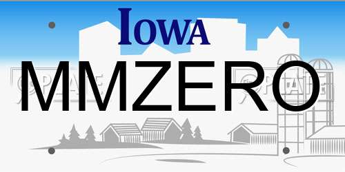MMZERO Iowa License Plate