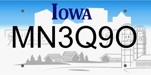 MN3Q9O Iowa License Plate