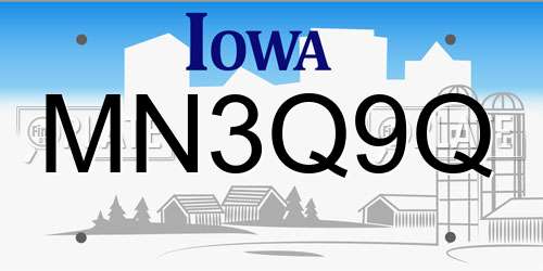 MN3Q9Q Iowa License Plate