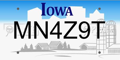 MN4Z9T Iowa License Plate