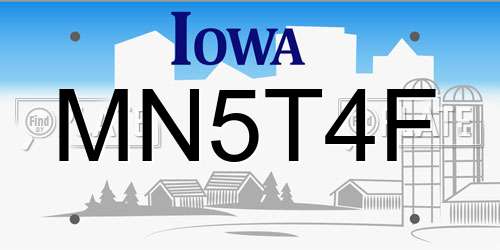 MN5T4F Iowa License Plate