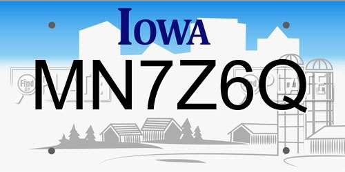 MN7Z6Q Iowa License Plate