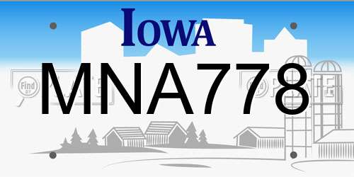 MNA778 Iowa License Plate