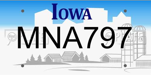 MNA797 Iowa License Plate