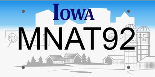 MNAT92 Iowa License Plate