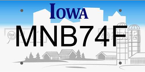 MNB74F Iowa License Plate