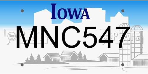 MNC547 Iowa License Plate