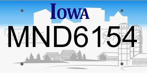 MND6154 Iowa License Plate