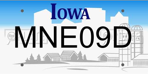 MNE09D Iowa License Plate