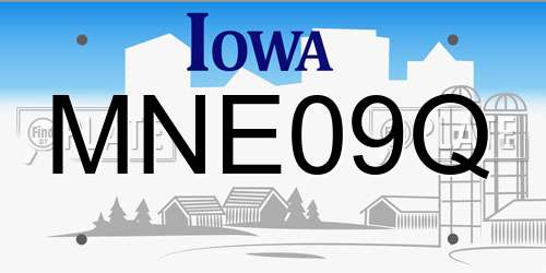 MNE09Q Iowa License Plate