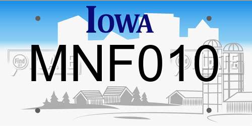 MNF010 Iowa License Plate