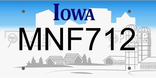 MNF712 Iowa License Plate